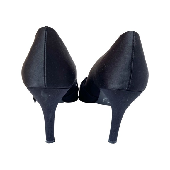Mootsies Tootsies collection black satin and circle rhinestone LIDO heels 8.5 M - Picture 5 of 9